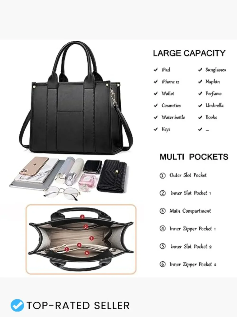 Women's Tote Bag Crossbody Shoulder Satchel Purse Faux Leather Handbag